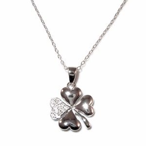 925 Silver CZ Four Leaf Clover Lucky Necklace